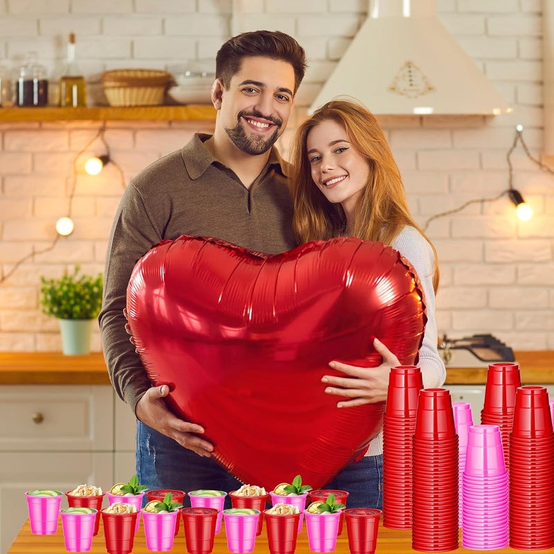 cssopenss 120 Pcs 2 oz valentines day shot cups Red And Pink Plastic shot Glasses valentines day shot glasses for Drinking Tastings Served Snacks Jello Tastings and Samples - Image 3